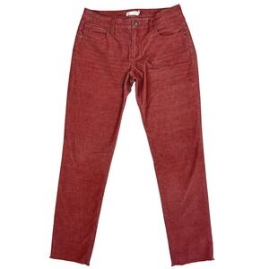 Carve Designs Red Corduroy Pants Women Size 6 Cropped Frayed Hem